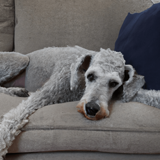 Look look at that Bedlington Terrier laying on the couch
