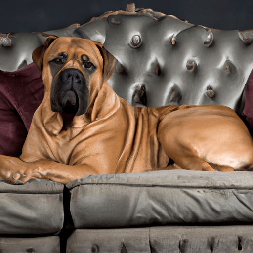 boerboels laying on the coach