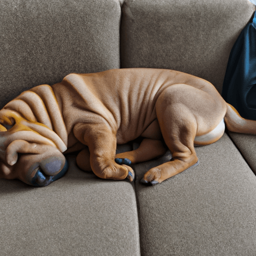 The Chinese Shar-Pei tired from a long walk